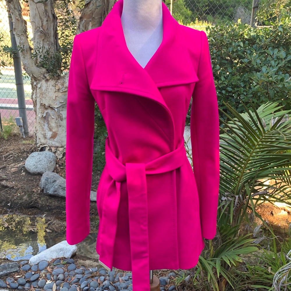Ted Baker Hot Pink Fuchsia Chessy Coat Sz 0 XS